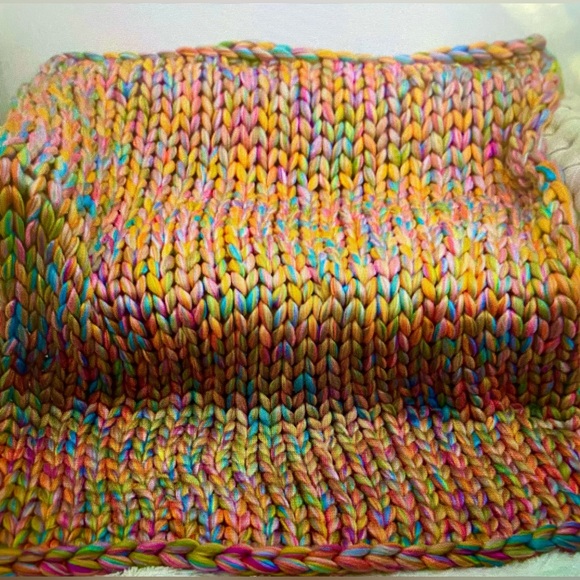 Chunky Knit Blanket NWT Handmade 30”x60” Rainbow Vegan Weighted Blanket